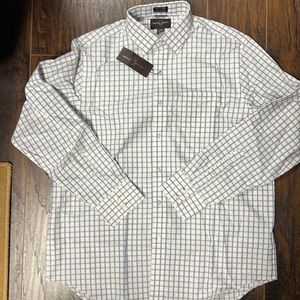 Black Brown 1826 Long Sleeve 
100% Cotton 
Dress Shirt 
White, Blue & Tan